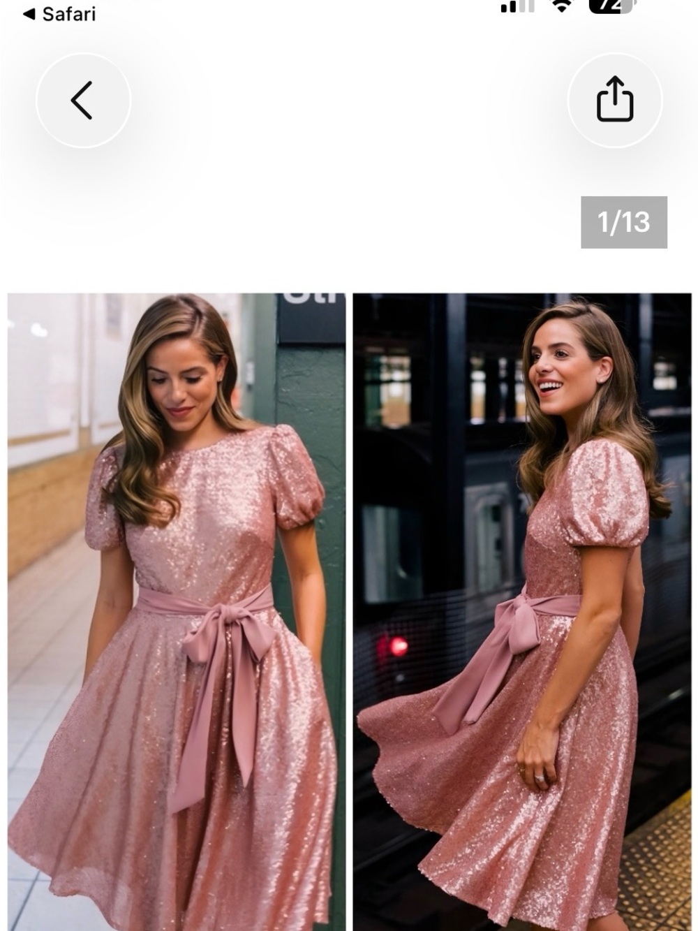 Gal Meets Glam Rose Pink Sequin Fit-and-Flare Dress with Sash